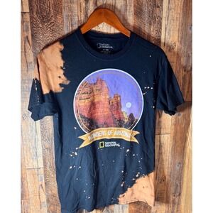 Vintage National Geographic Wonders of‎ Arizona Graphic T-Shirt Bleach Dye
